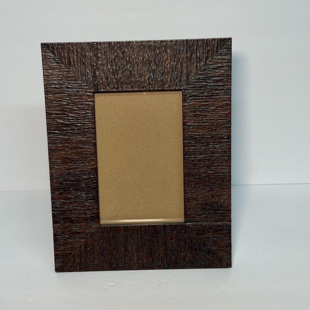 5.5 x 3.5 Faux Wood Picture Frame Rustic Display Textured Dark Stain Rectangular